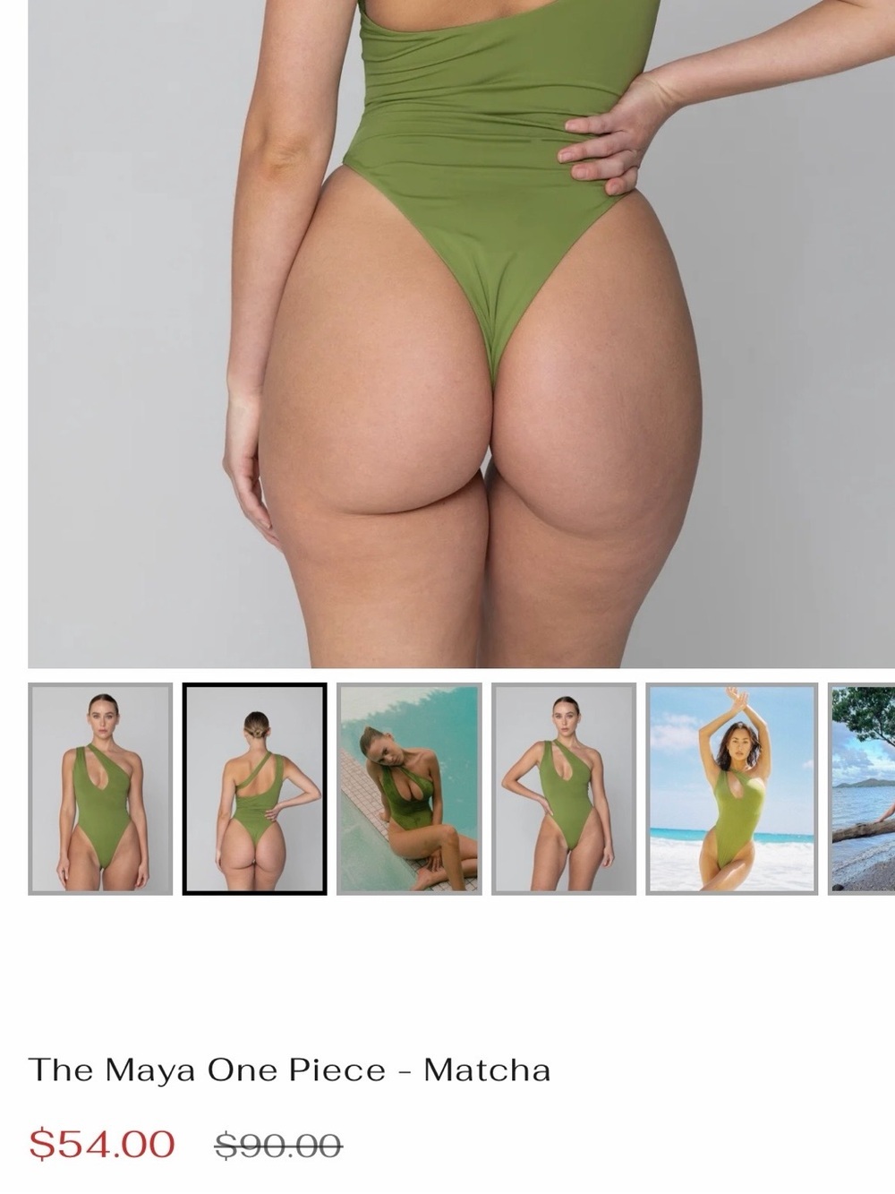 Selina Rea One-Shoulder Olive Green Cutout Women's Swimsuit - Picture 5 of 9